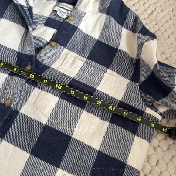 L.L.Bean Women’s Soft-Brushed Midweight Flannel Hoodie Navy Henley Cozy Fall XSP - Picture 11 of 12